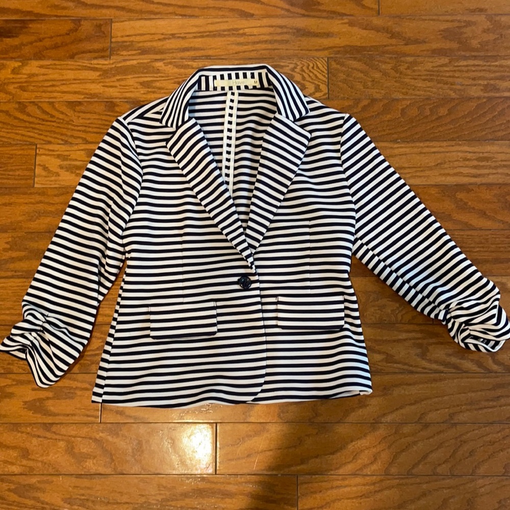 Navy and white striped Blazer